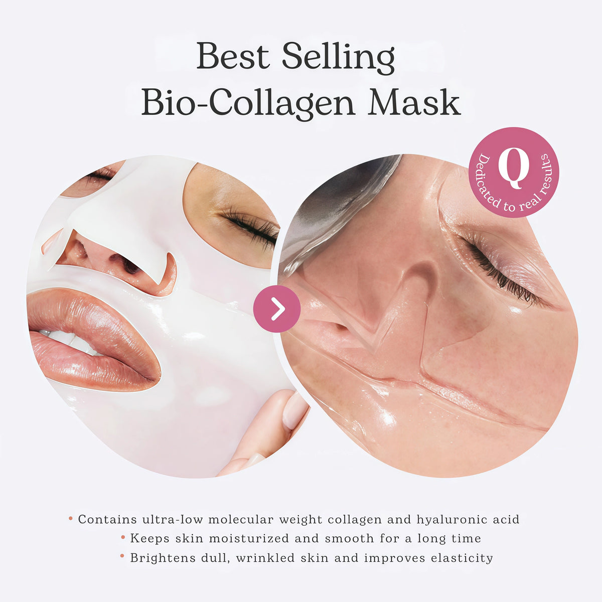 Quasi Bio-Collagen Face Mask Overnight – Hydrating Korean Sheet Mask – Niacinamide & Low Molecular Collagen – Firming & Smoothing Skincare for All Skin Types – 4 Masks